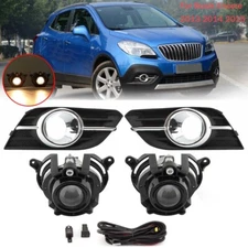 Front Fog Light Lamps W/Cover Bezel + Wire Switch Kit For Buick Encore 2013-2015
