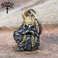 Viking Warrior Skull Motorcycle Bell Good Luck Biker Bells & FREE Bell Hanger