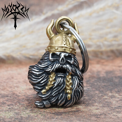 #ad Viking Warrior Skull Motorcycle Bell Good Luck Biker Bells amp; FREE Bell Hanger $11.72