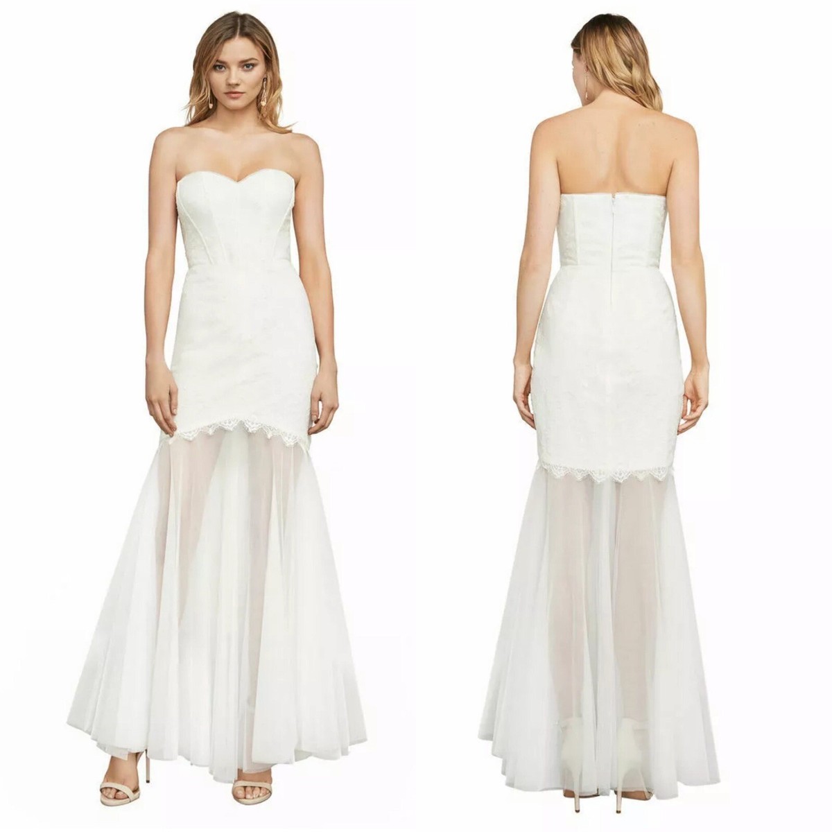 BCBGMAXAZRIA Alyce Mermaid White Lace Dress Gown 6 NWT Women Wedding  Strapless | eBay