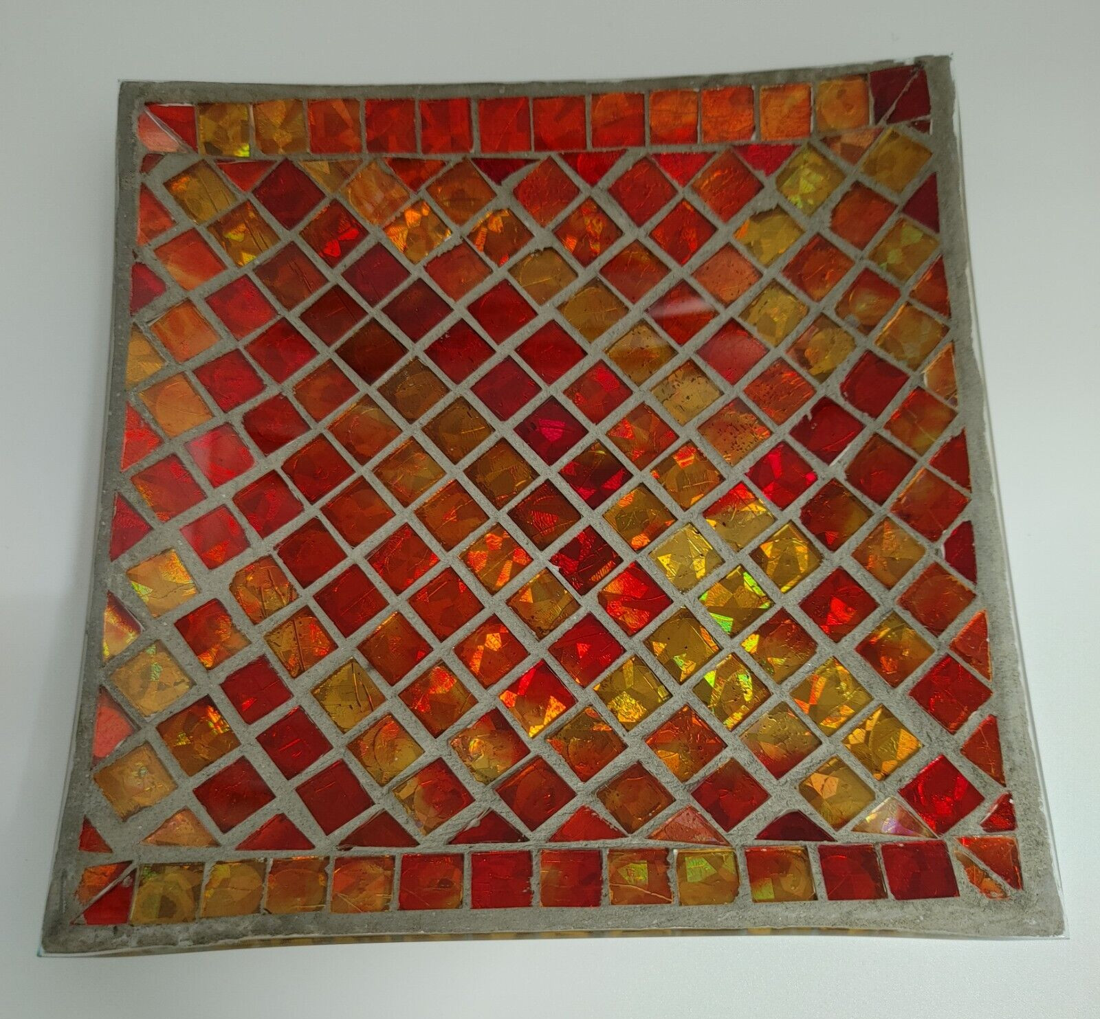 Glass Mosaic Tile Red & Gold 6" X 6"