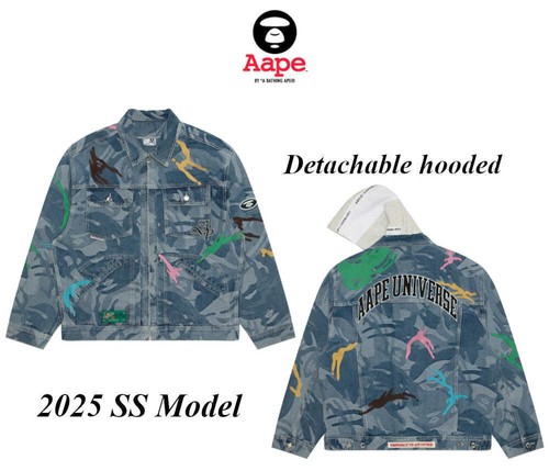 Aape By A Bathing Ape Men's Detachable Hooded Denim Jacket 2025 SS AAPLJM7707XAO