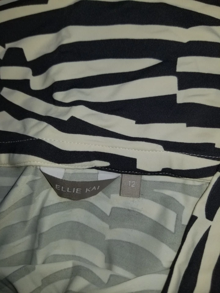 Женская юбка-ELLIE KAI-серый/белый в полоску эластичной производительности натяжной-12 - Изображение 4 из 4