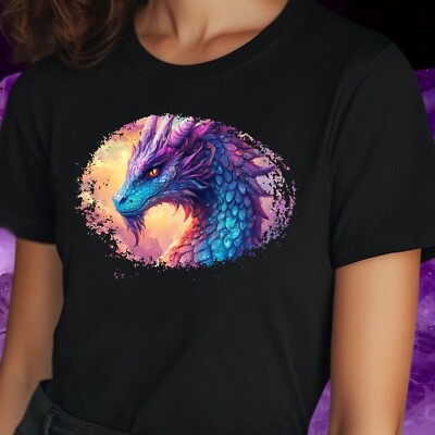 T-Shirt Frauen Pastell Gothic Drache Motiv Baumwolle Größe S bis 3XL
