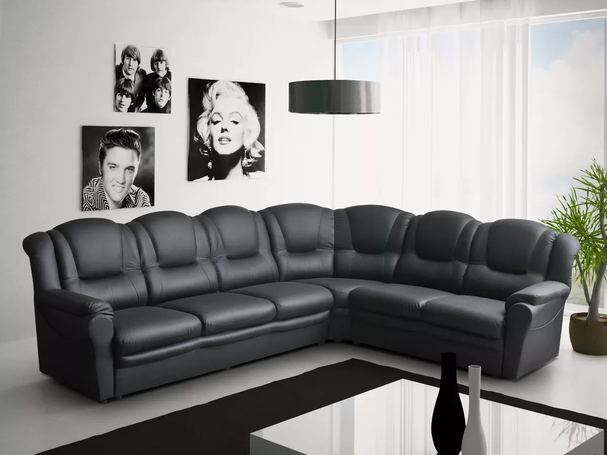 Black leather corner sofa ebay deals