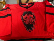 2025 TWIZTID VALENTINES DAY STAGE WORN BY MADROX HOCKEY RED JERSEY W 2 FUNERAL