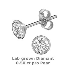 💎 585 ECHT WEIßGOLD 💎 1 Paar Lab grown Diamant synth. 0,5ct. Ohrstecker 4,3mmØ
