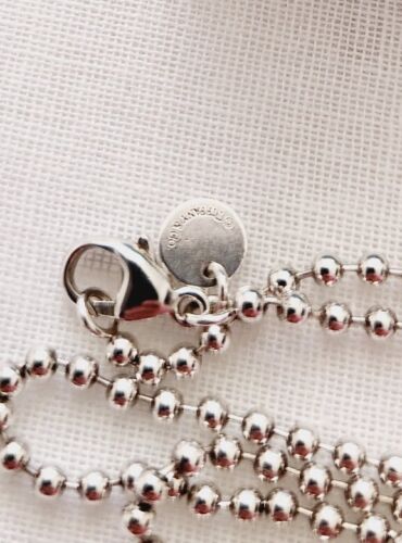 Tiffany & Co Please Return To Heart Long Beaded Bead Ball Chain Necklace Silver - Picture 8 of 14
