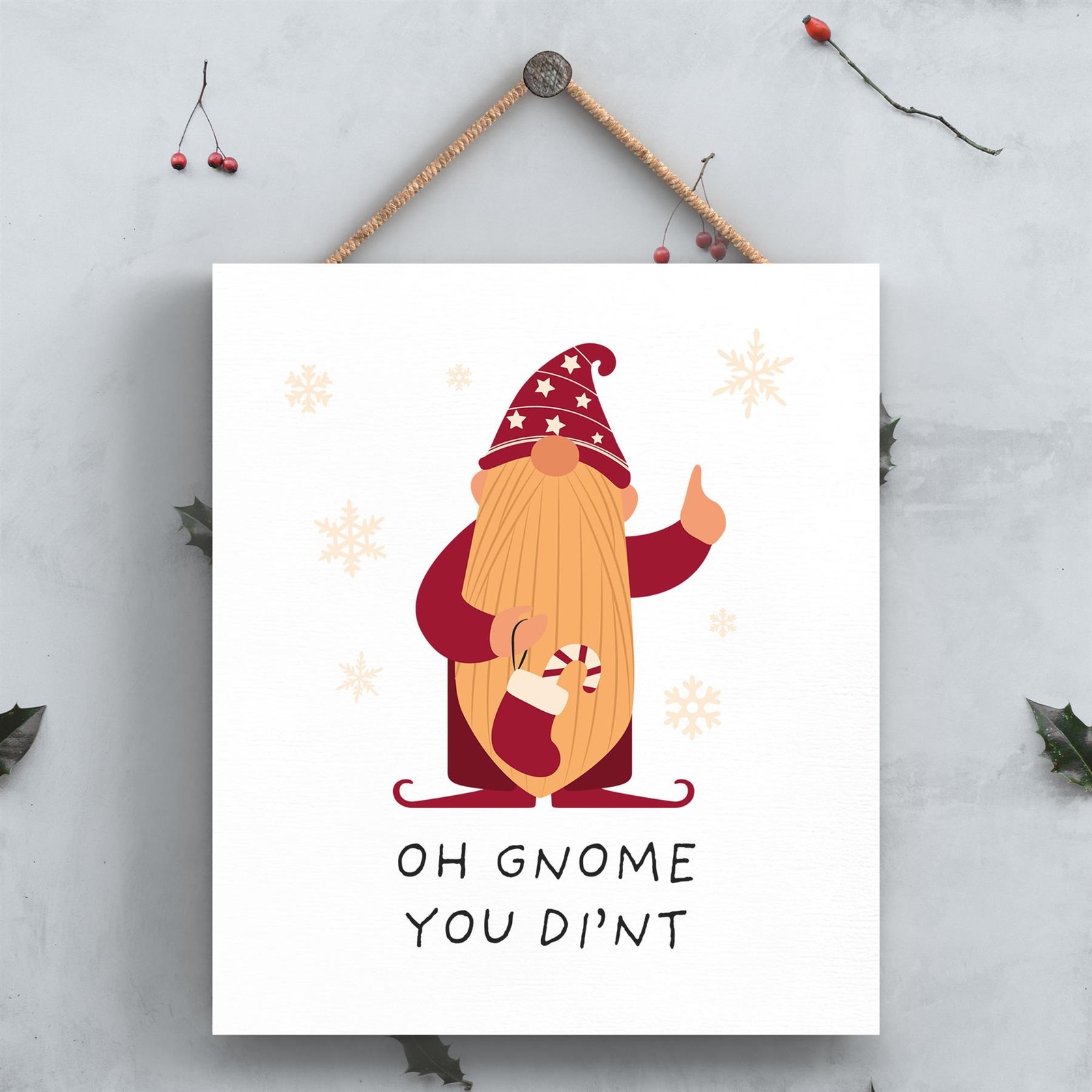 Oh Gnome You Didn't Gonk Festive Wooden Plaque Christmas Decor