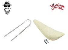 20" ORIGINAL LOWRIDER Velour White Banana Seat W/Chrome Sissy Bar 20" Bicycle