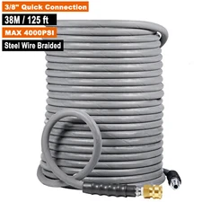 Hot&Cold Water Pressure Washer Hose 3/8" x50/100ft 6000psi Extension 1/2-Braided