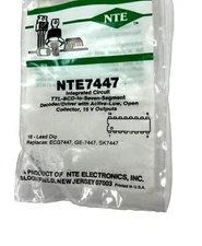 NTE7447, NTE ELECTRONICS , INTEGRATED CIRCUIT TTL-BCD-TO-SEVEN-SEGMENT, Lot of 2