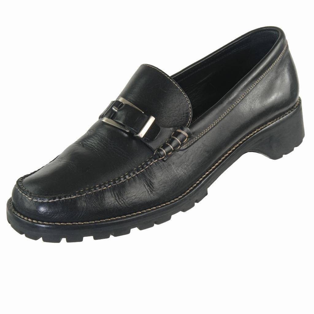 COLE HAAN Chunky Loafers Shoes Sz. 9 B Black Leather Moccasin
