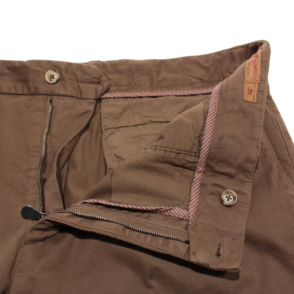 Pantalones chinos/informales Luciano Barbera nuevos con etiquetas talla 56 40 EE. UU. en algodón marrón liso Foto 3 de 4