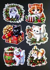 Beautiful DIE CUT CARD TOPPERS Christmas Cute Cats Presents Pudding Cardmaking