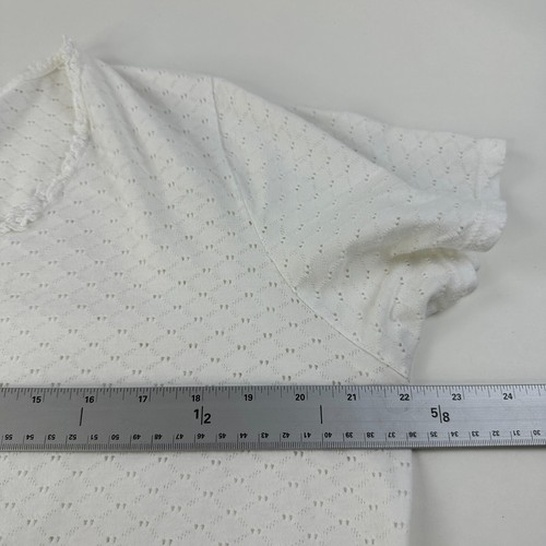 Camisa para dormir Hanky Panky blanca de algodón OS patrón de encaje jersey manga corta - Imagen 8 de 10