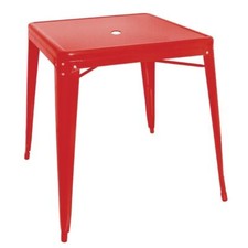 Bolero Bistro Steel Square Table in Red Stackable Easy Clean Durable - 668mm