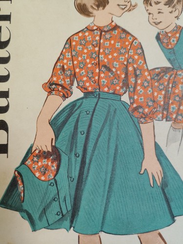 Skirt Weskit Vest Blouse Top Girls 4 Butterick 9488 Sewing Pattern UC VTG 60s - Picture 4 of 9