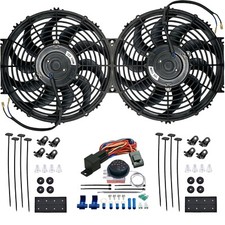 Dual 12-13 Inch 130w Electric Fan Adjustable Radiator Thermostat Controller Kit