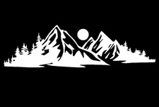 Mountains Silhouette Two Graphic White Vinyl Decal Car Window Laptop Tablet