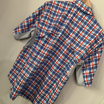 Chemise Reel Legends Homme – Bleu/blanc/marin, Motifs Poissons, Manches Courtes, Taille S