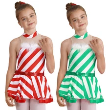 Kids Girls Leotard Princess Dress Sequin Dancewear Circus Costume Dancing Party
