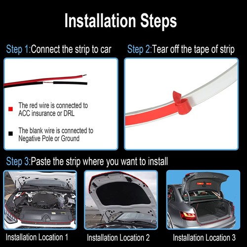 For Cadillac CT5 CT4 CTS-V 71"White Car Hood Light Exterior LED Strip Lights DRL - Picture 8 of 13