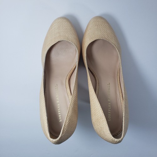 Loeffler Randall Platform Pumps With Wooden Heel Straw Colored  Size 7 B - Picture 9 of 11