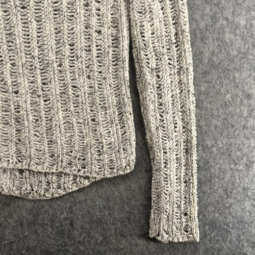 Zara Top Women L Striped Crochet Long Sleeve Round Neck Pullover Stone - Picture 12 of 12