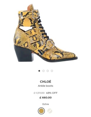 Chloe Rylee 60 lace-up cutout ankle boots, Snake Skin, UK Size