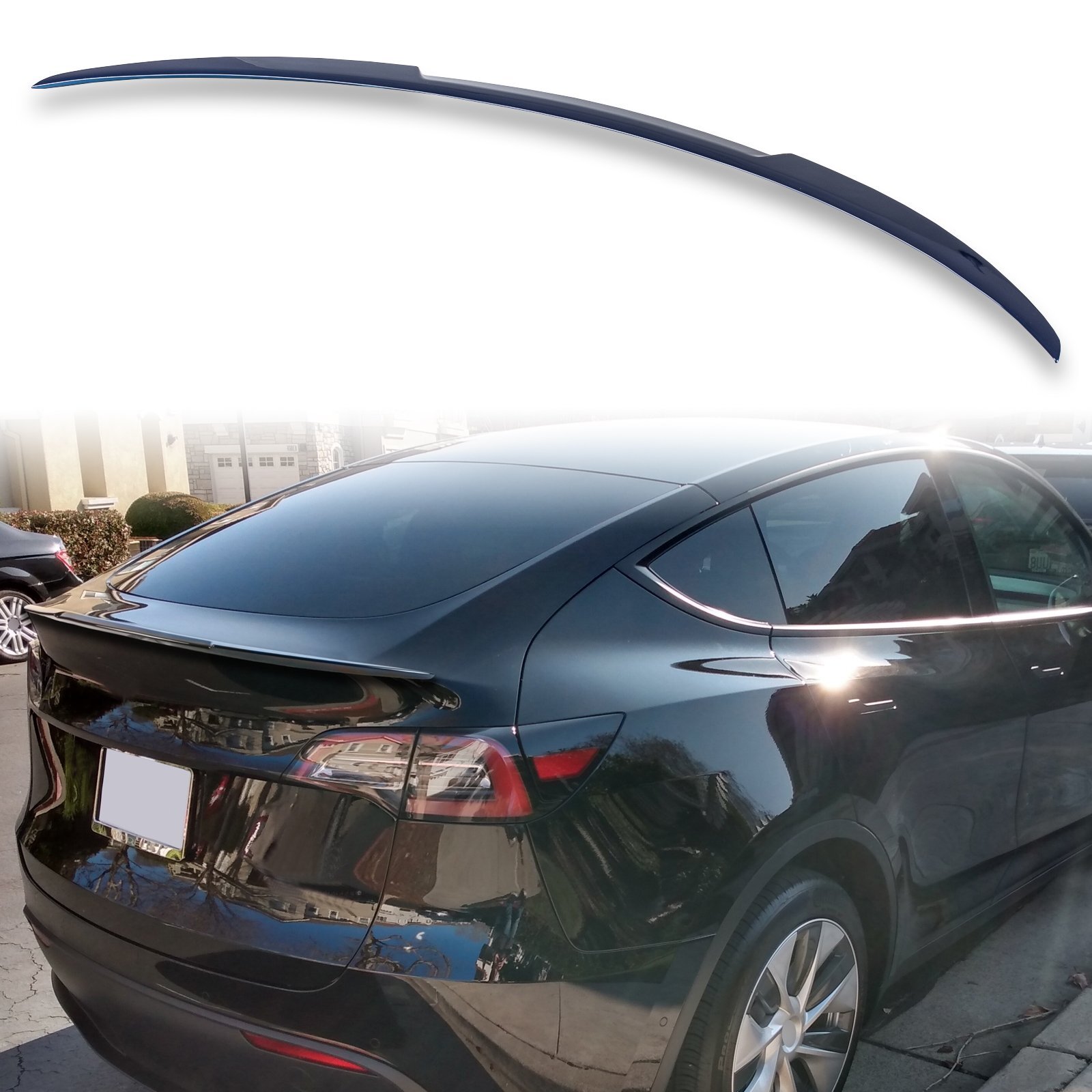 Painted ABS Rear Trunk Spoiler For Tesla Model Y SUV 2023 Deep Blue