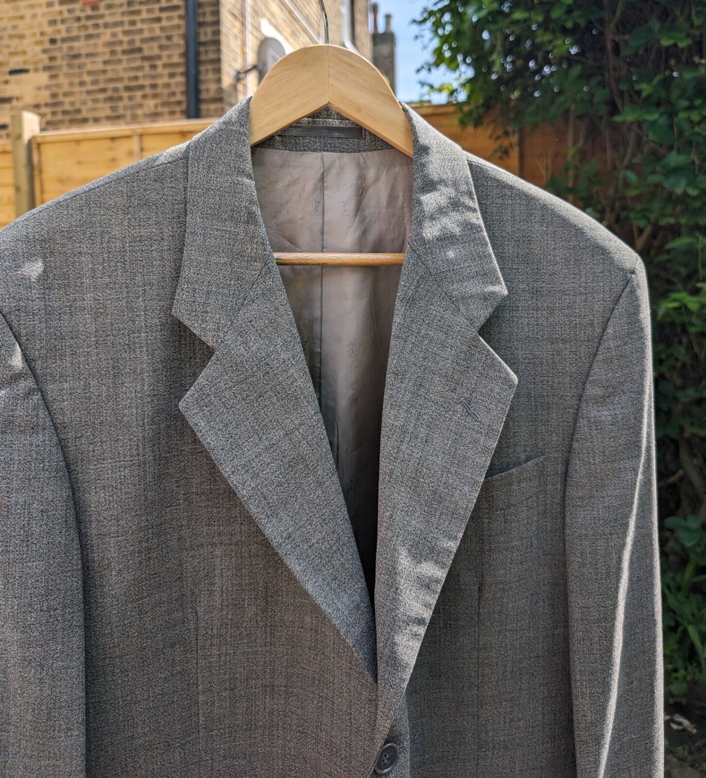 Yves Saint Laurent pour Homme tuta giacca in lana grigia 52 vintage retrò anni '80 '90