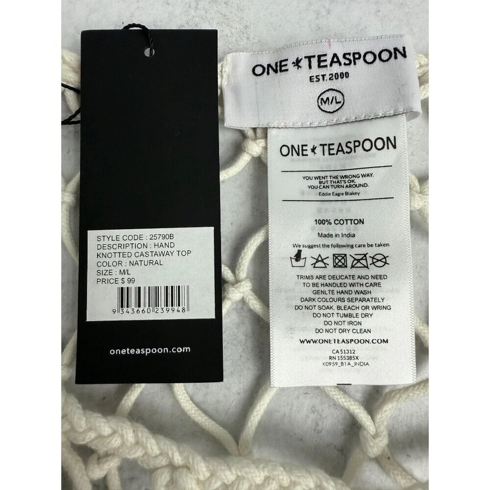 Nuevo con etiquetas Top de náufrago anudado a mano M/L Festival Ropa de playa Foto 3 de 4