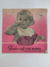 Hankscraft Pottery 1940s Pink Baby Food Warmer Divided Dish Clown Design W/ Box