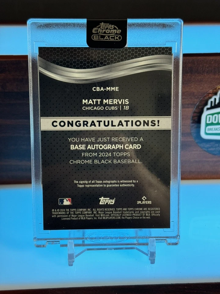 2024 TOPPS CHROME BLACK CBA-MME MATT MERVIS ON CARD ENCASED AUTO CUBS - Image 2 of 2