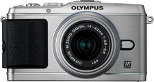 Olympus PEN E-P3 12.3MP Digital Camera Silver/ 14-42mm Lens From Japan