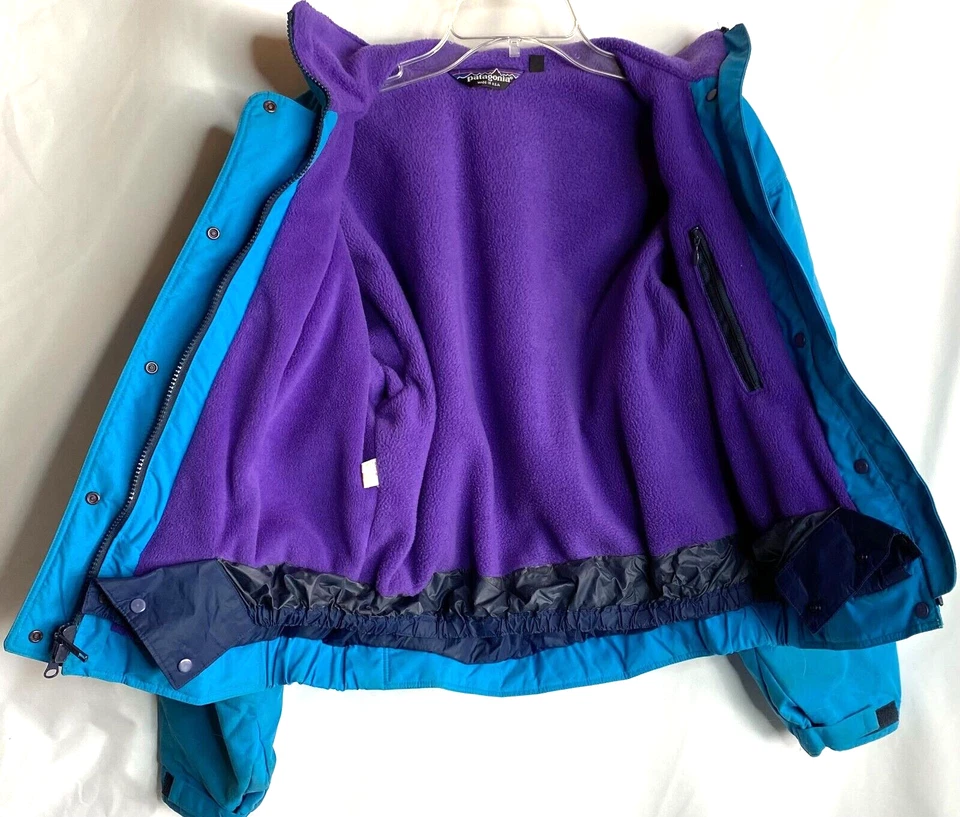 Vintage Patagonia Purple Fleece Lined Blue Winter Ski Jacket Kids Unisex 9/10 - Image 4 of 4