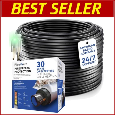 Energy-Efficient 80Ft Electric Heating Cable for Indoor/Outdoor Pipe Protection
