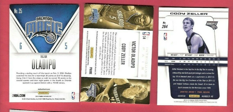 VICTOR OLADIPO & CODY ZELLER ROOKIE JERSEY PATCH + PRIZM & PANINI RC CARD IU - Image 2 of 2