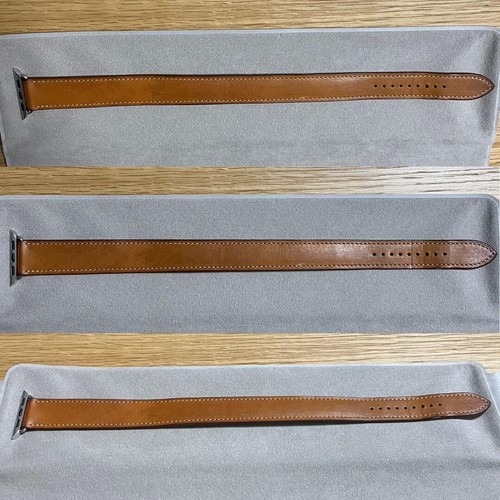 HERMES Apple Watch 38/40/41mm Fauve Brown Leather Band Double Tour with Box - Photo 5/14