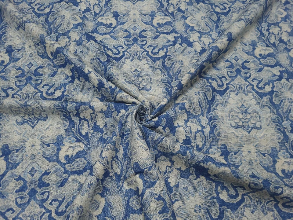 BOLSO ALFOMBRA P Kaufmann Indigo Azul Floral Damasco Estampado Cortinas Tela Uph Foto 4 de 4