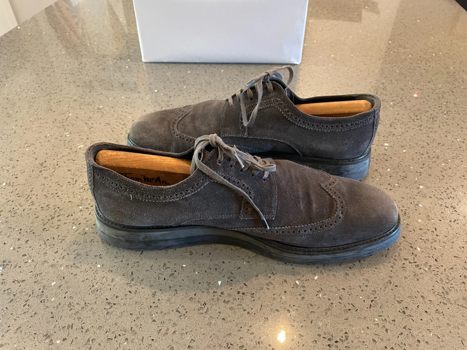 VINCE CAMUTO Vince Men's Gray Textile Wingtip Casual Shoe US 11 M LaceUp Dress Shoes