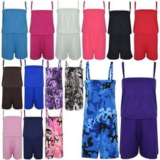 Kids Girls Plain Color Playsuit Trendy Summer All In One Jumpsuit New Age 5-13 Y