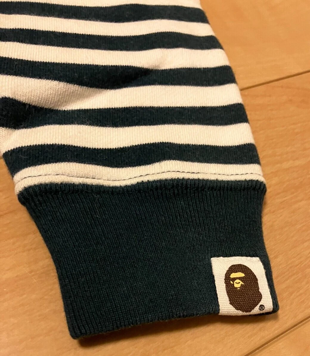 A BATHING APE (BAPE) Felpa con cappuccio manica lunga A BATHING APE BAPE KIDS full zip 100 bianca blu navy righe