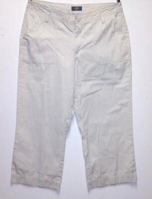 Oshkosh Bigosh Womens Crop Capri Pants 12 Deep Pkts beige Cotton Quality Fabric 