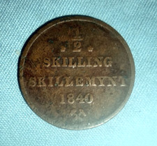1840 NORWAY 1/2 SKILLING - ESTIMATED F+/VF- COND - FREE U.S. / $12.50 WORLD SHIP