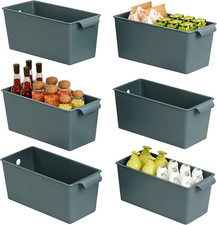 Plastic Storage Bins 6 Pack, Open Top Baskets, 11"X5" Pantry Basket Blue 