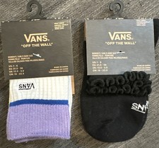 2 X Vans Womens/Girls Half-Crew Socks Size 1-6