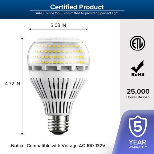 SANSI LED Light Bulbs 200W Equiv. 3000LM Home Replacement Bulbs 5000K Daylight - Picture 7 of 15