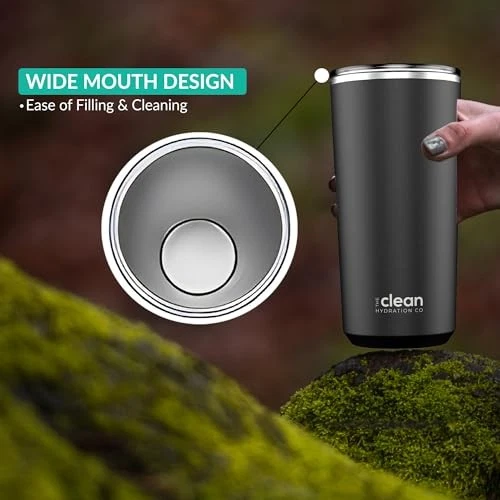 20oz Insulated Black Tumbler with Lid - Double-Wall Vacuum for Travel & Office